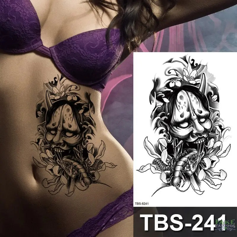 Japanese Geisha Temporary Tattoo Dark Moon Girl Waterproof Tattoo Sticker Sexy Body Art Tattoo for Women Girls Beauty Decal