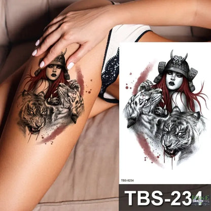 Japanese Geisha Temporary Tattoo Dark Moon Girl Waterproof Tattoo Sticker Sexy Body Art Tattoo for Women Girls Beauty Decal