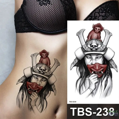 Japanese Geisha Temporary Tattoo Dark Moon Girl Waterproof Tattoo Sticker Sexy Body Art Tattoo for Women Girls Beauty Decal