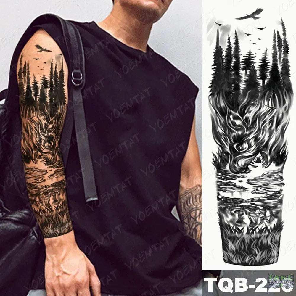 Full Arm Temporary Tattoos Large Totem Tribal Big Sleeve Tattoo Sticker  Body Art | eBay
