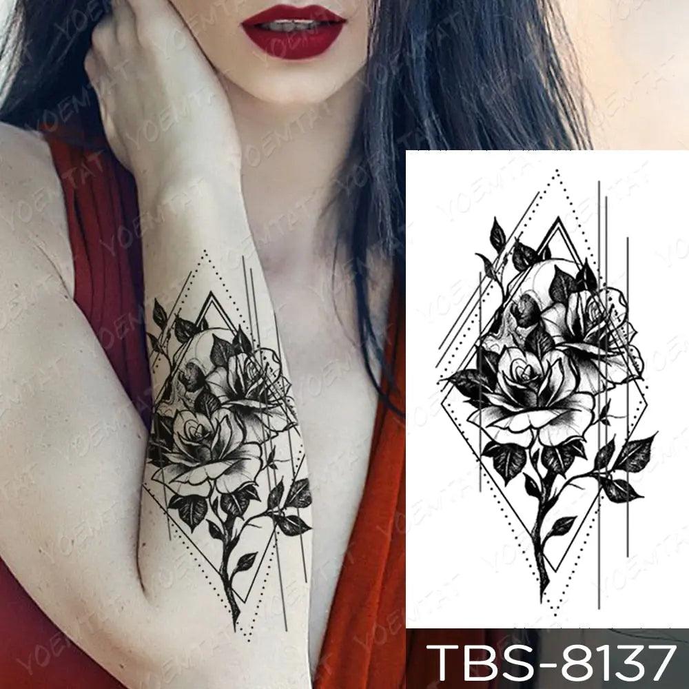 Mandala Wolf Diamond Flower Body Art Fake Tatoo 4 Sheets Waterproof Temporary Tattoo Sticker Body Hands Arm Leg For Women Men Kids Fake Tattoos 1693262070453