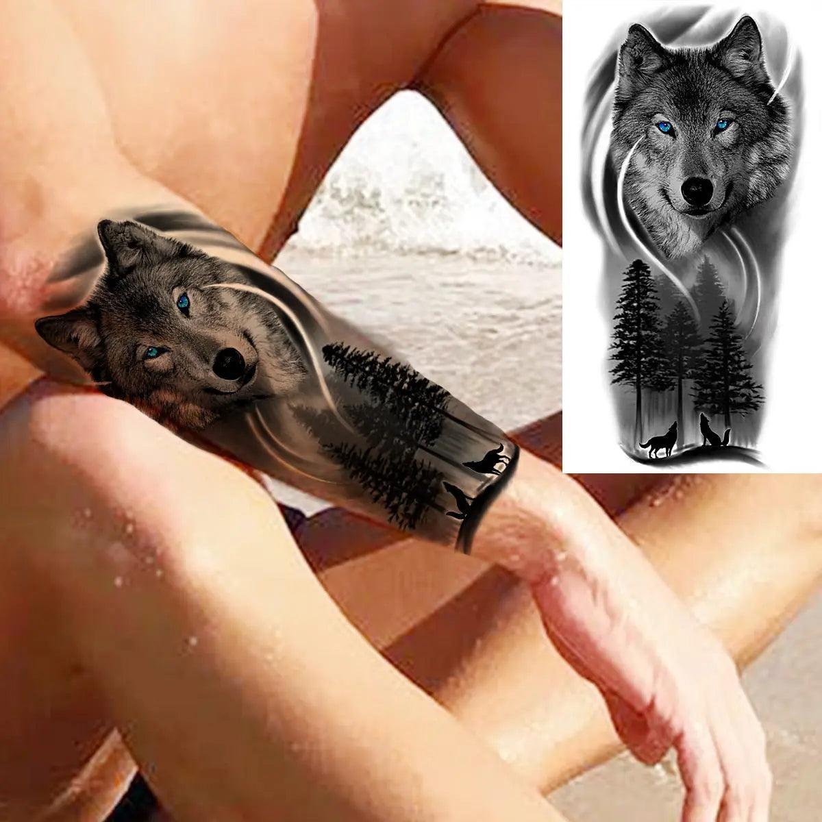 Amazon.com: Black Forest Tattoo Sticker For Men Women Children Tiger Wolf  Death Skull Temporary Tattoo Fake Henna Skeleton King Animal Tatoo (Color :  GXQB380) : Beauty & Personal Care