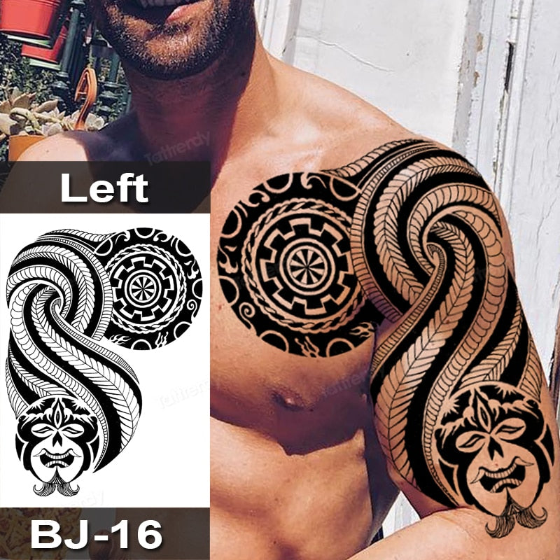 Cheap 50 Sheets Black Temporary Tattoos For Men Adults Neck Arm Thigh  Tattoos Sticker Fake Ealge Dragon Lion Wolf Animals Skull Tatoos Decoration  | Joom