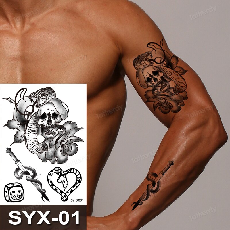 Amazon.com : Yazhiji 36 Sheets Temporary Tattoos Stickers, 12 Sheets Fake  Body Arm Chest Shoulder Tattoos for Men or Women with 24 Sheets Tiny Black  : Beauty & Personal Care