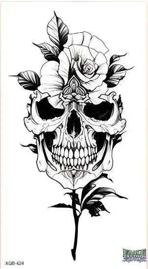 Skull Flower Temporary Tattoo