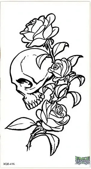 Skull & Flowers Tattoo