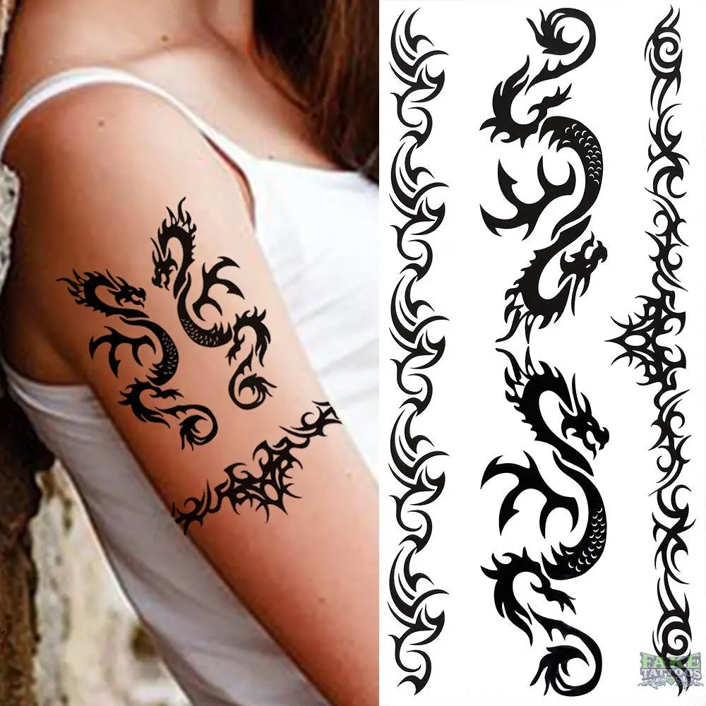 VANTATY 66 Sheets 3D Small Black Temporary Tattoos For Women Men Waterproof  Fake Tattoo Stickers For