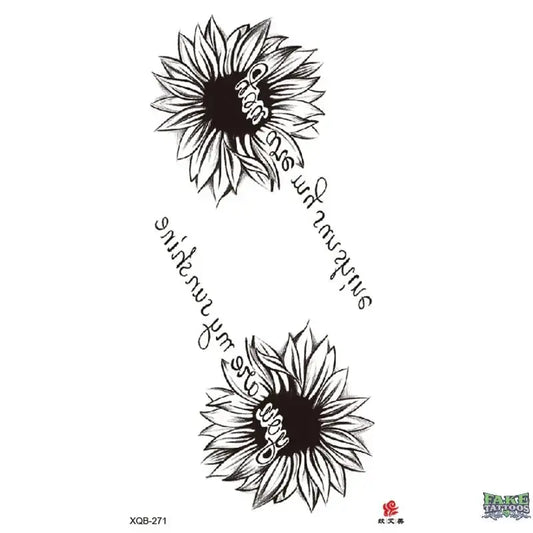 Sunflowers Writing Temporary Tattoo