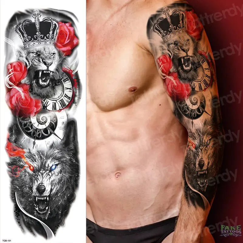 Skull And Flames Biker Fake Tattoo Sleeves (Pair) – Bewild