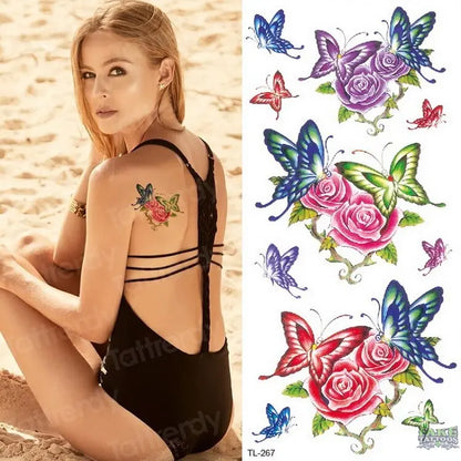 Watercolor Temporary Tattoo Stickers Women Body Art Arm Reed Branch Fake Tatoo Geometry Flower Lavender Sexy Tattoo Girl Sticker