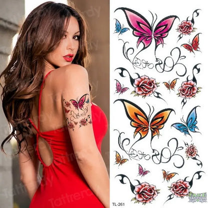 Watercolor Temporary Tattoo Stickers Women Body Art Arm Reed Branch Fake Tatoo Geometry Flower Lavender Sexy Tattoo Girl Sticker