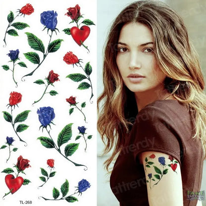 Watercolor Temporary Tattoo Stickers Women Body Art Arm Reed Branch Fake Tatoo Geometry Flower Lavender Sexy Tattoo Girl Sticker