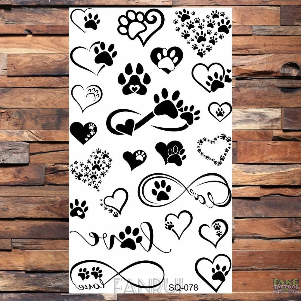 Paw - Heart Infinity Dog Paw Tattoo, HD Png Download - kindpng