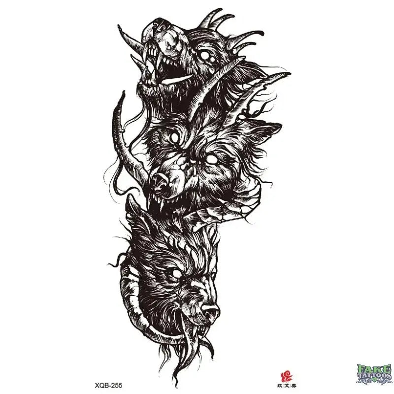 Wolf Scary Horror Temporary Tattoo