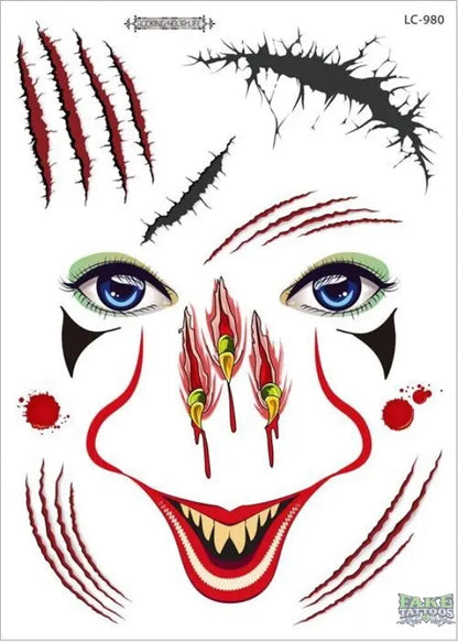 halloween zombie scar temporary tattoo women halloween stickers face sexy tattoo sticker vampire waterproof fake tatoo boys kids