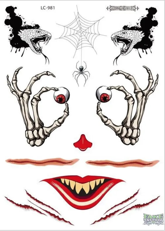 halloween zombie scar temporary tattoo women halloween stickers face sexy tattoo sticker vampire waterproof fake tatoo boys kids