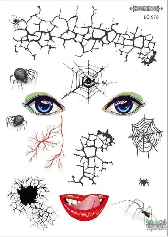 halloween zombie scar temporary tattoo women halloween stickers face sexy tattoo sticker vampire waterproof fake tatoo boys kids