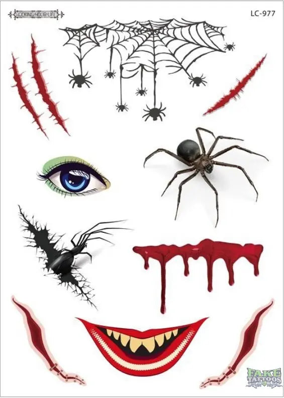 halloween zombie scar temporary tattoo women halloween stickers face sexy tattoo sticker vampire waterproof fake tatoo boys kids