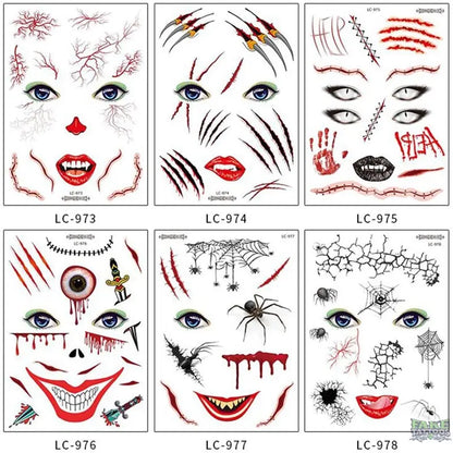 halloween zombie scar temporary tattoo women halloween stickers face sexy tattoo sticker vampire waterproof fake tatoo boys kids