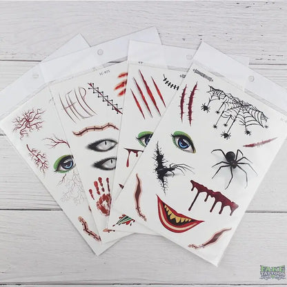 halloween zombie scar temporary tattoo women halloween stickers face sexy tattoo sticker vampire waterproof fake tatoo boys kids