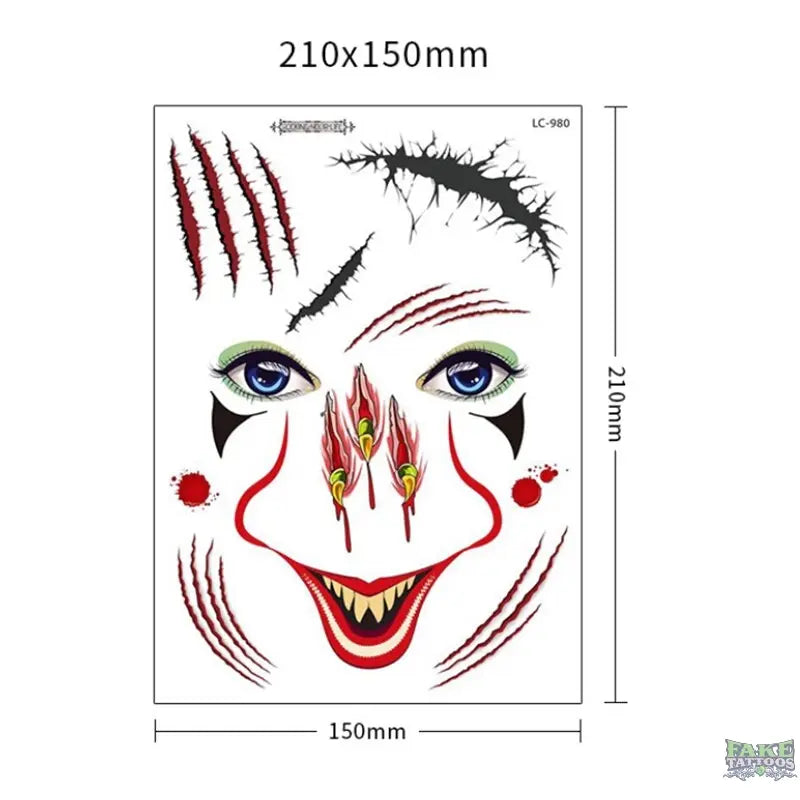 halloween zombie scar temporary tattoo women halloween stickers face sexy tattoo sticker vampire waterproof fake tatoo boys kids