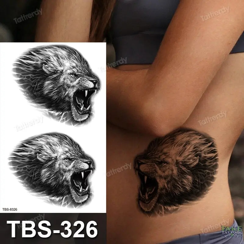 Temporary Tattoos Lion Tiger Fox Whale