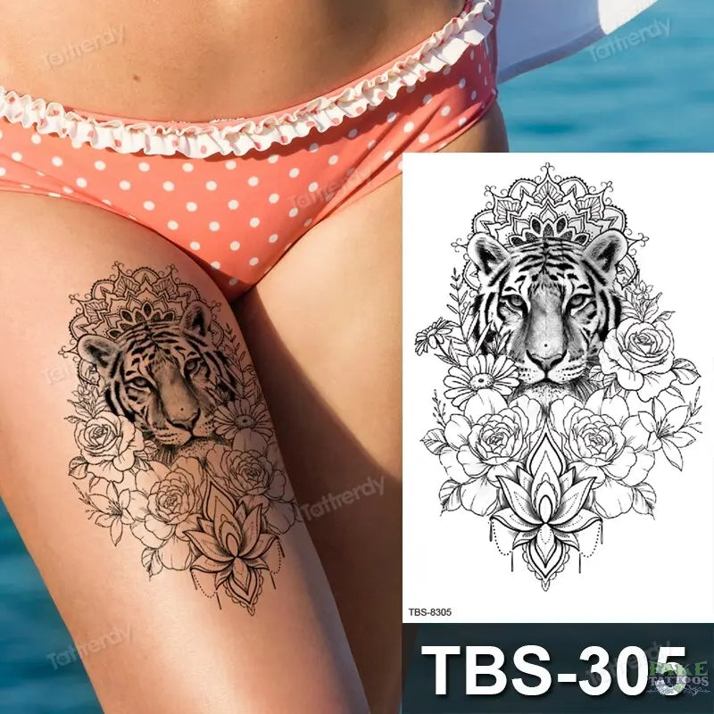 Temporary Tattoos Lion Tiger Fox Whale