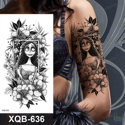 women temporary tattoo stickers black henna lace mandala flower butterfly waist tattoo water transfer sexy body art fake tattoos