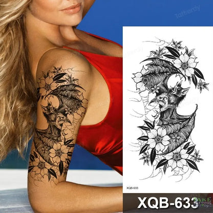 women temporary tattoo stickers black henna lace mandala flower butterfly waist tattoo water transfer sexy body art fake tattoos