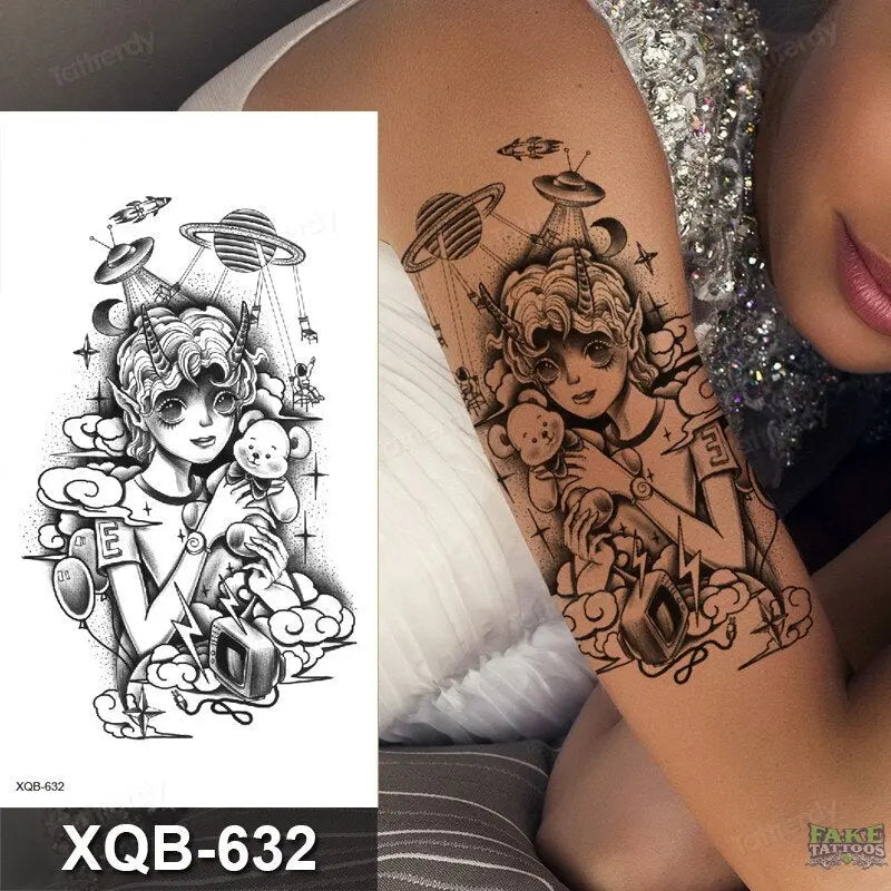 women temporary tattoo stickers black henna lace mandala flower butterfly waist tattoo water transfer sexy body art fake tattoos