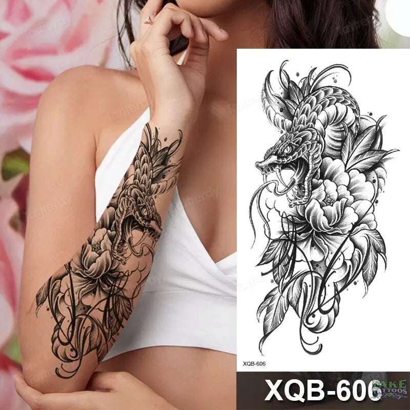 women temporary tattoo stickers black henna lace mandala flower butterfly waist tattoo water transfer sexy body art fake tattoos