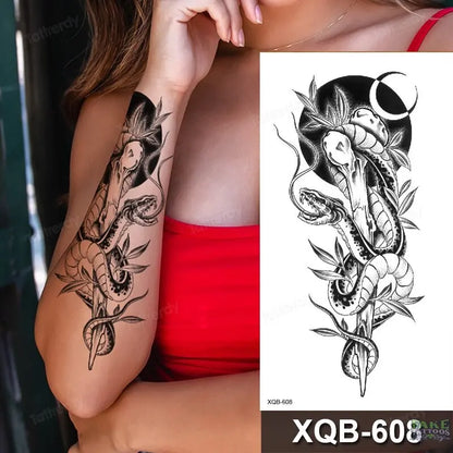 women temporary tattoo stickers black henna lace mandala flower butterfly waist tattoo water transfer sexy body art fake tattoos