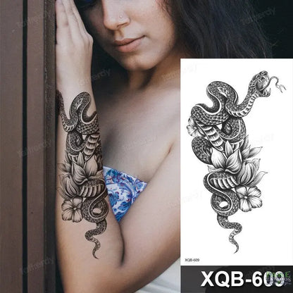 women temporary tattoo stickers black henna lace mandala flower butterfly waist tattoo water transfer sexy body art fake tattoos