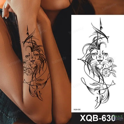 women temporary tattoo stickers black henna lace mandala flower butterfly waist tattoo water transfer sexy body art fake tattoos