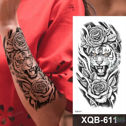 women temporary tattoo stickers black henna lace mandala flower butterfly waist tattoo water transfer sexy body art fake tattoos