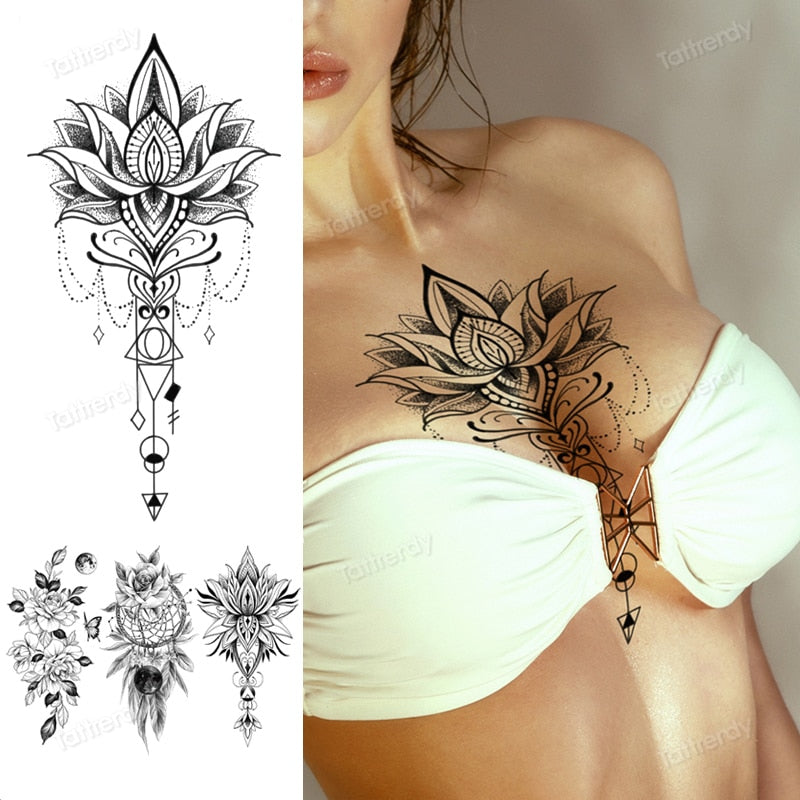lotus tattoo | Small chest tattoos, Hand tattoos for girls, Tattoos for  black skin